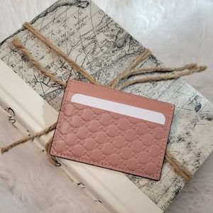 New Gucci Guccissima Soft Pink Card Holder